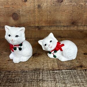 VTG House of Lloyd For Christmas Around The World 2 White Kitten Ornaments